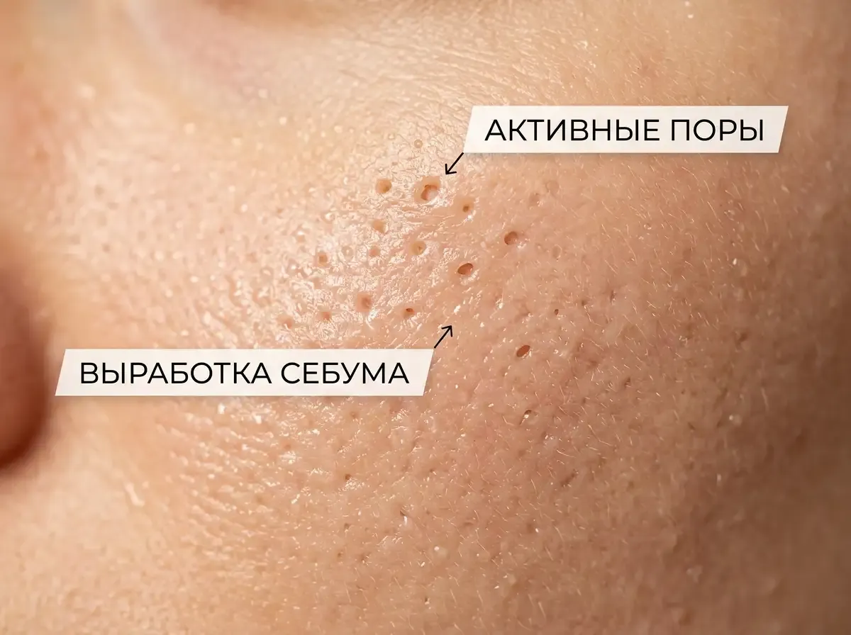 Строение пористой кожи лица и активная работа сальных желез себум