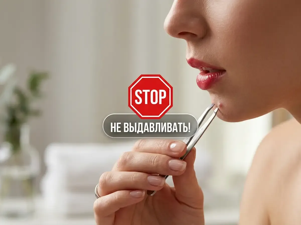 Опасность выдавливания белых точек на губах и риск образования рубцов