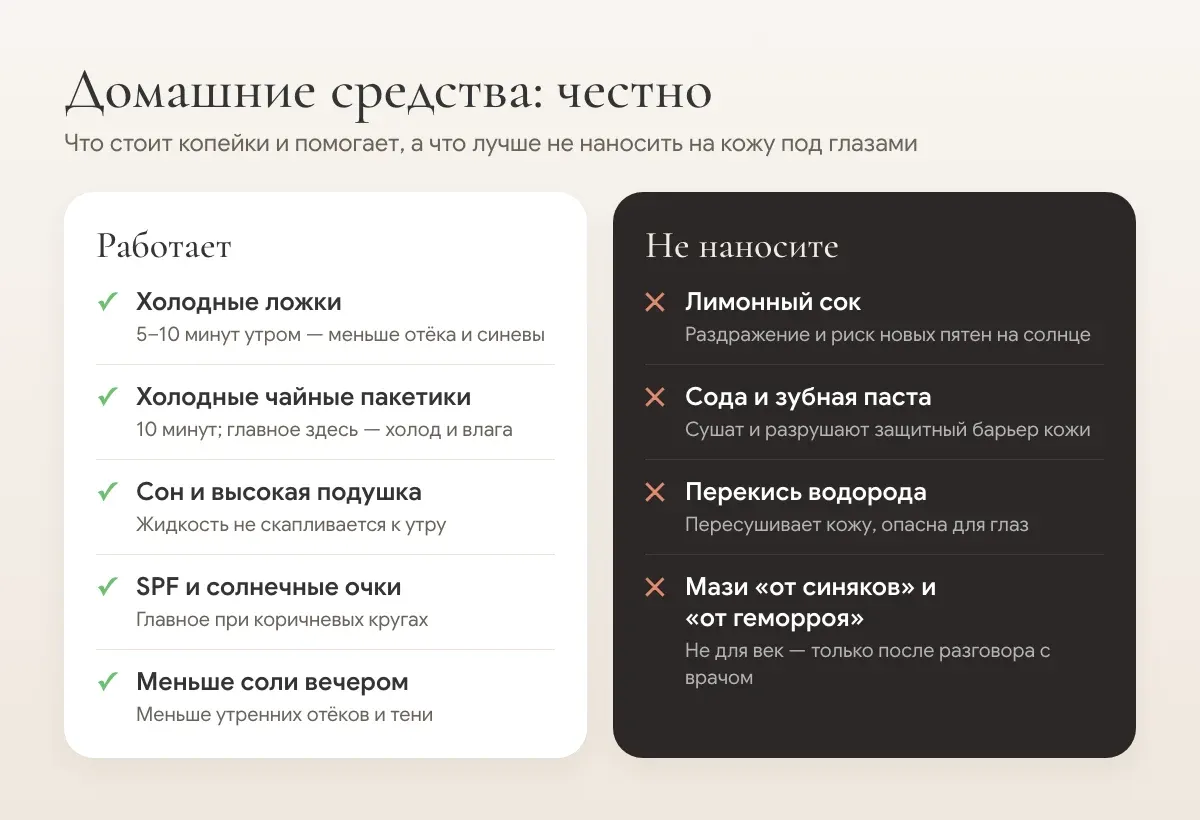 Домашние средства от тёмных кругов: что работает, а что нет